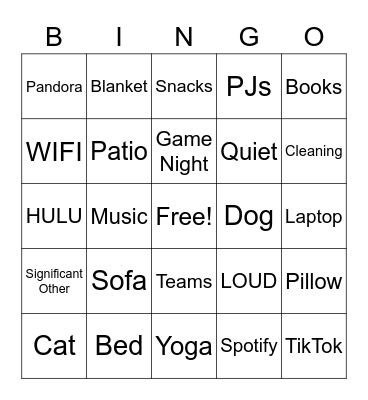 Stuck at Home Bingo Card