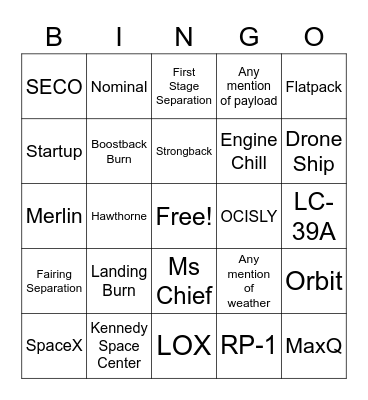 SpaceX Starlink 6 Launch Bingo Card