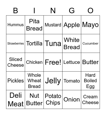 Make a Sandwich! Bingo Card