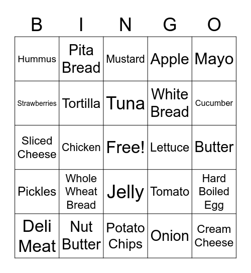 Make a Sandwich! Bingo Card