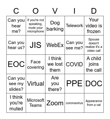 NET PIO COVID BINGO Card