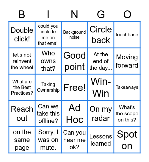Office Lingo Bingo Card