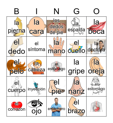 La Loteria - El Cuerpo Bingo Card