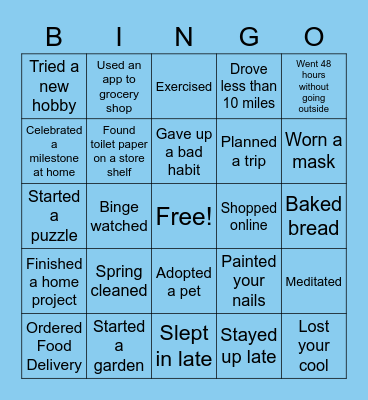 Covid-19 Bingo Card