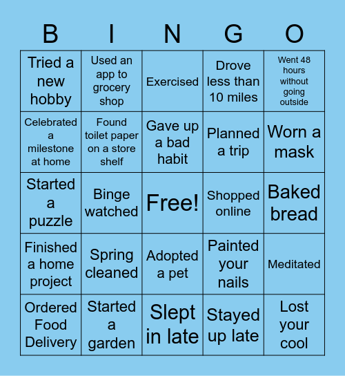 Covid-19 Bingo Card