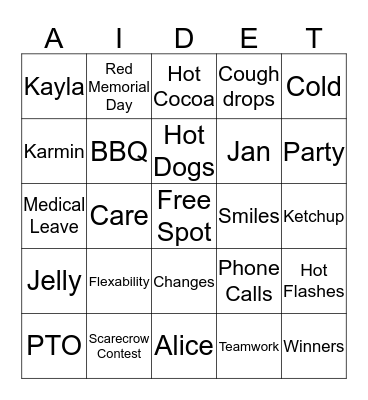 Goodbye and Goodluck! Bingo Card