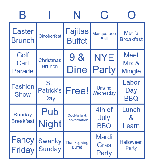 Spanish Wells Bingo - Events & Parties Bingo Card