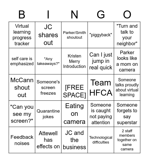 Zoom Bingo Card