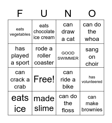 family bingo Card