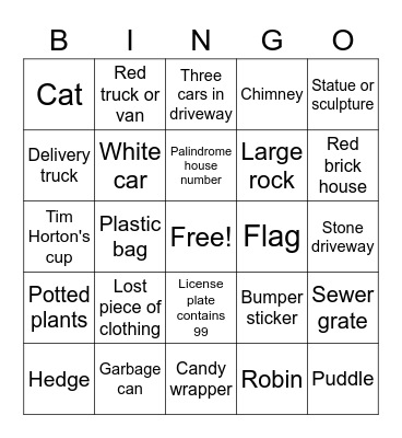 Walkabout Bingo Card
