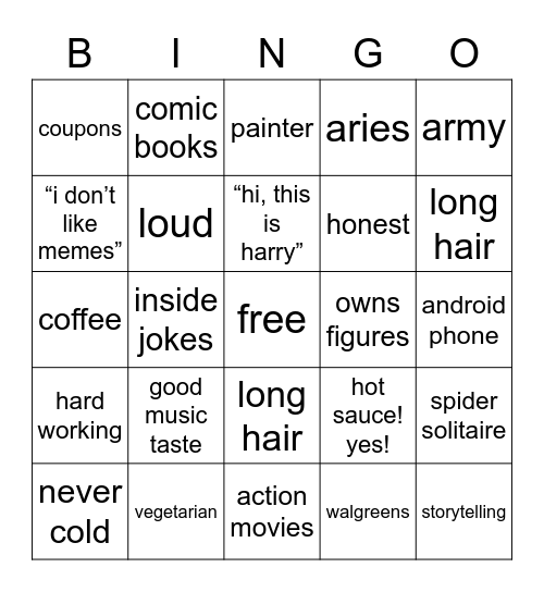 dad’s bingo Card
