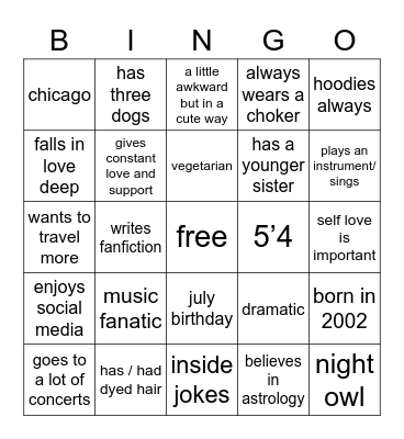 sav’s bingo Card