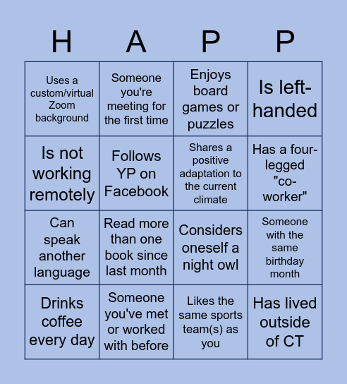 Chamber ECT Virtual People Bingo Card