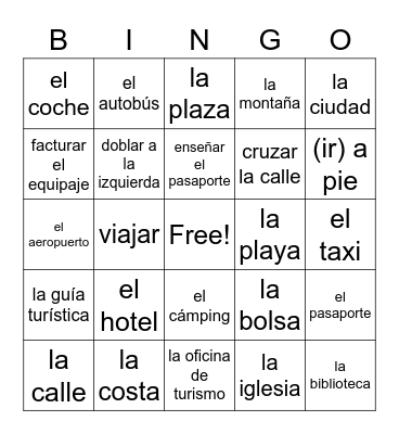 Novicio B Unidad 7 Bingo Card