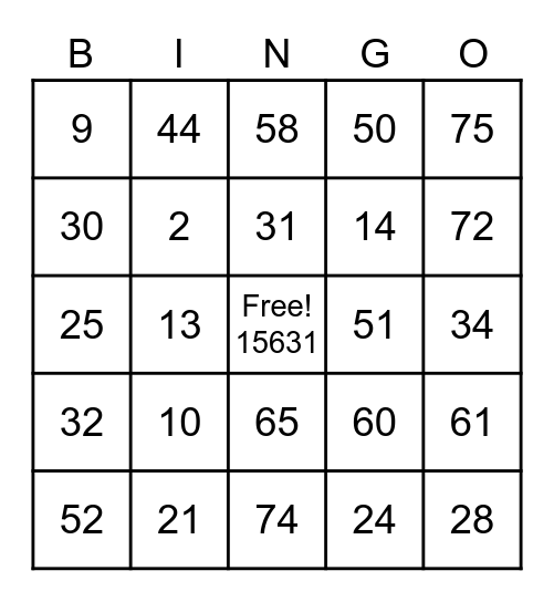 Family Bingo - 15631 Bingo Card