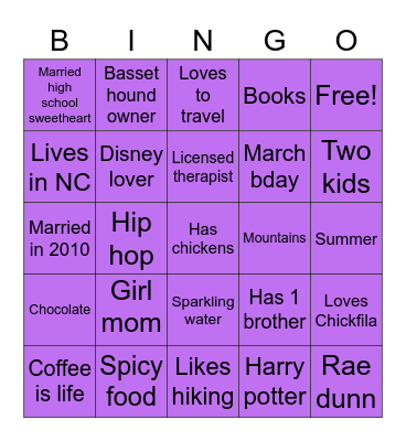 Jordanne Bingo Card