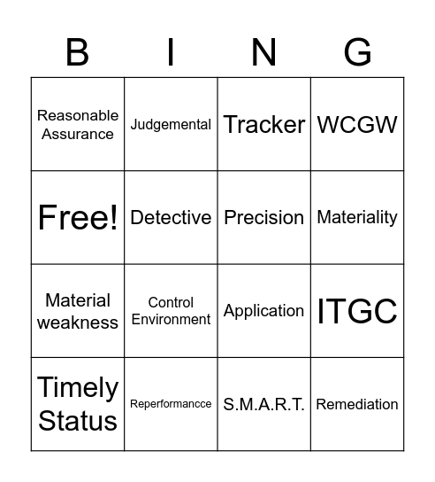 ICFR Bingo Card