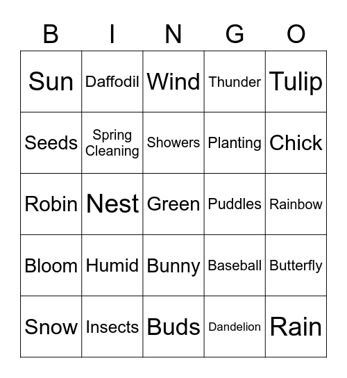 SPRING BINGO Card