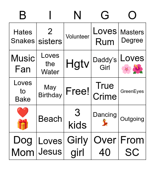 Becky’s  Bingo Card