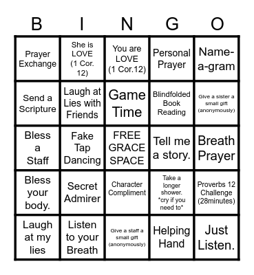 LOVE YOUR NEIGHBOR AS YOURSELF Bingo Card