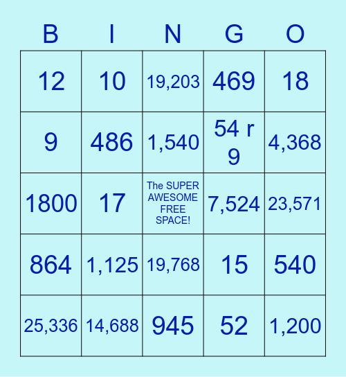 Multiplication and Division Bingo! Bingo Card