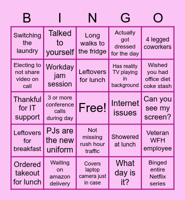 WFH Bingo ~Susan~ Bingo Card