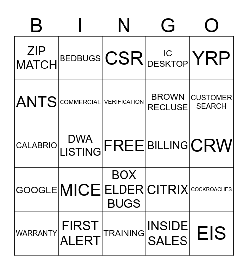 CUSTOMER SERVICE WEEK BINGO Card