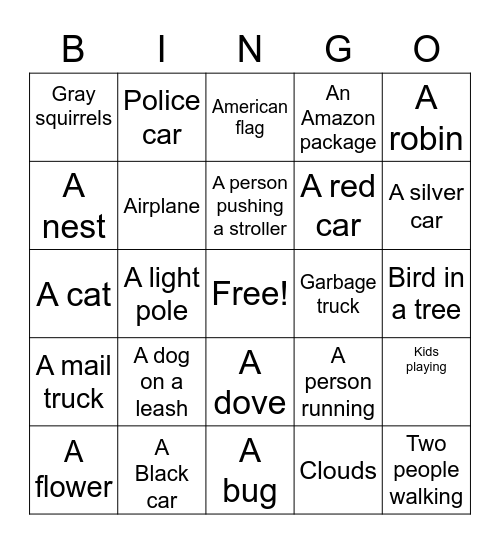 Window Bingo Card