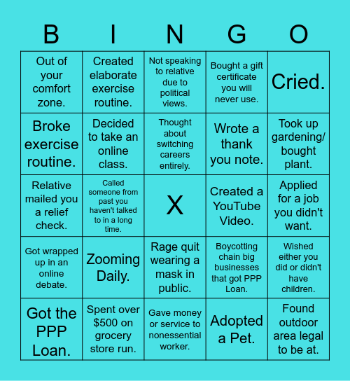 Nonessential Bingo (American Edition) Bingo Card