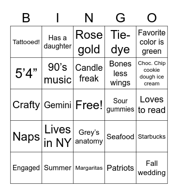 Bailie’s Bingo Card