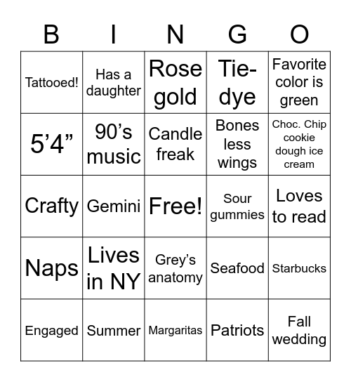 Bailie’s Bingo Card