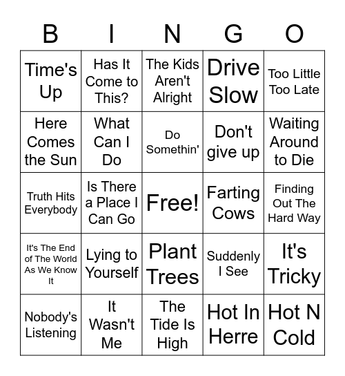 Now That's What I Call Climate Change Bingo Card
