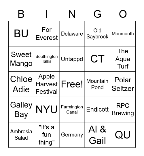 Family Bingo! Bingo Card
