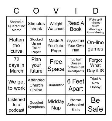 Covid BINGO Card