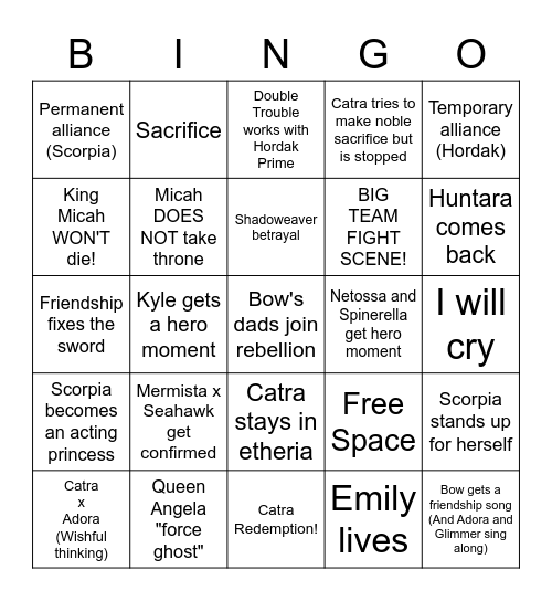 She-Ra Season 5 BINGO Card