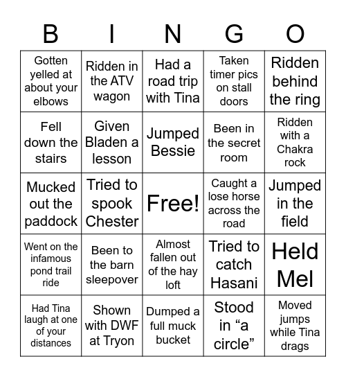 Dreamwood Farm Bingo Card