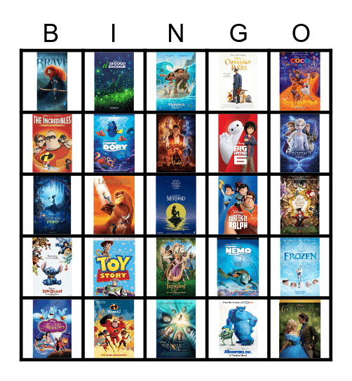 DISNEY PIXAR Bingo Card