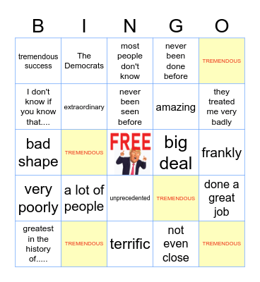 TREMENDOUSLY PETULANT MANCHILD BINGO Card