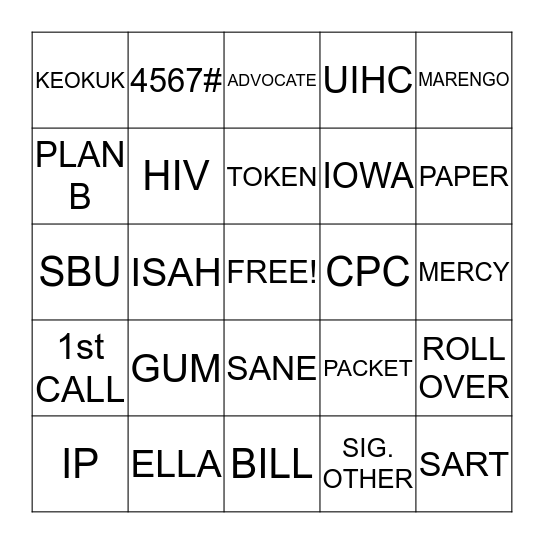 MEDICAL ADVOCACY Bingo Card