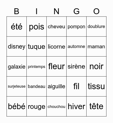 Bingo Floréa Bingo Card