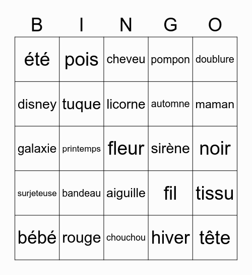 Bingo Floréa Bingo Card