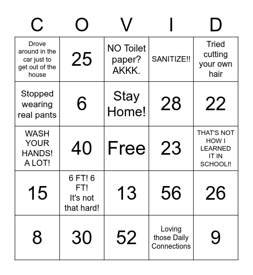 C&R COVID-19 BINGO Card