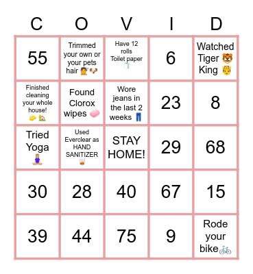 COVID-19 Bingo Card