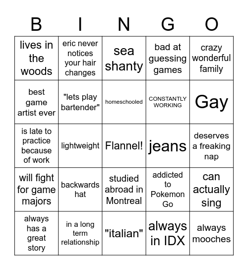 Grace Bingo Card