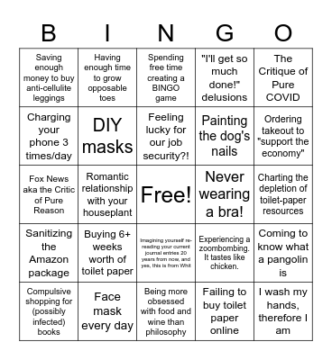 Quarantine Bingo Card