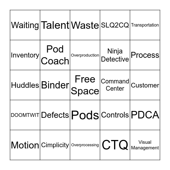 SLQ2CQ Bingo! Bingo Card