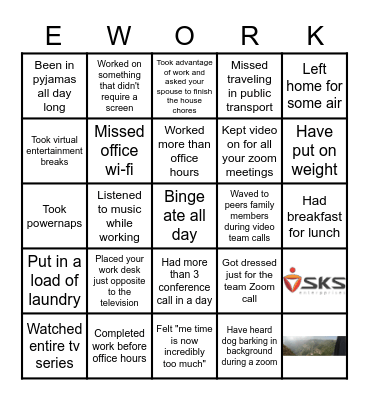 Work from home : BINGO. Bingo Card
