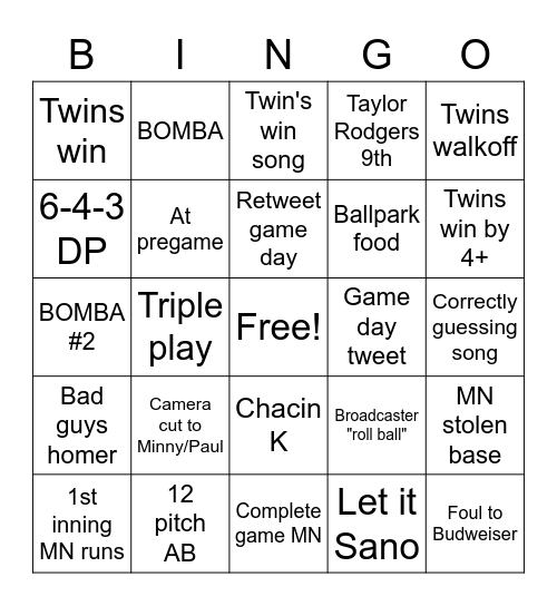 Test Bingo Card