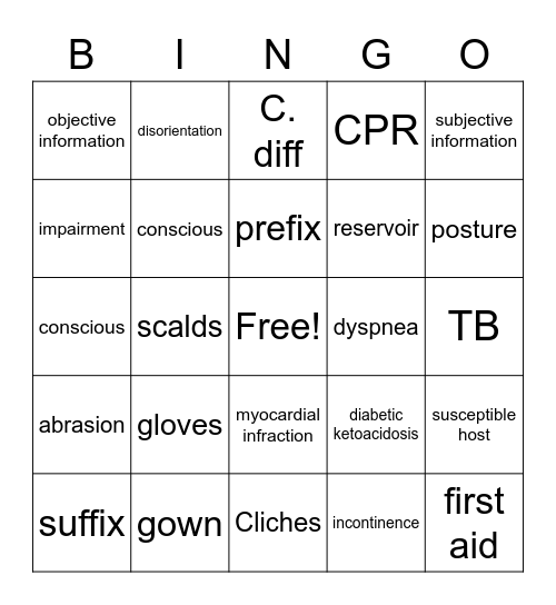 Chapter 2 Bingo Card