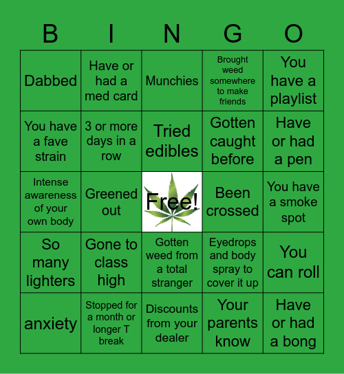 Stoner Bingo Card